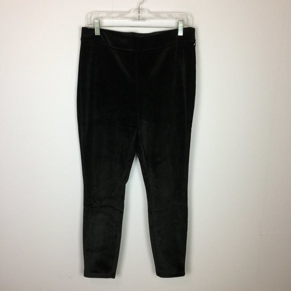 NANETTE LEPORE Skinny Pants Sz L Womans Black Velvety Corduroy Pull-On High Rise - Picture 1 of 15